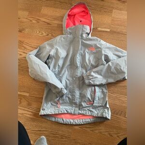 The North Face Women's Gray and Coral Raincoat